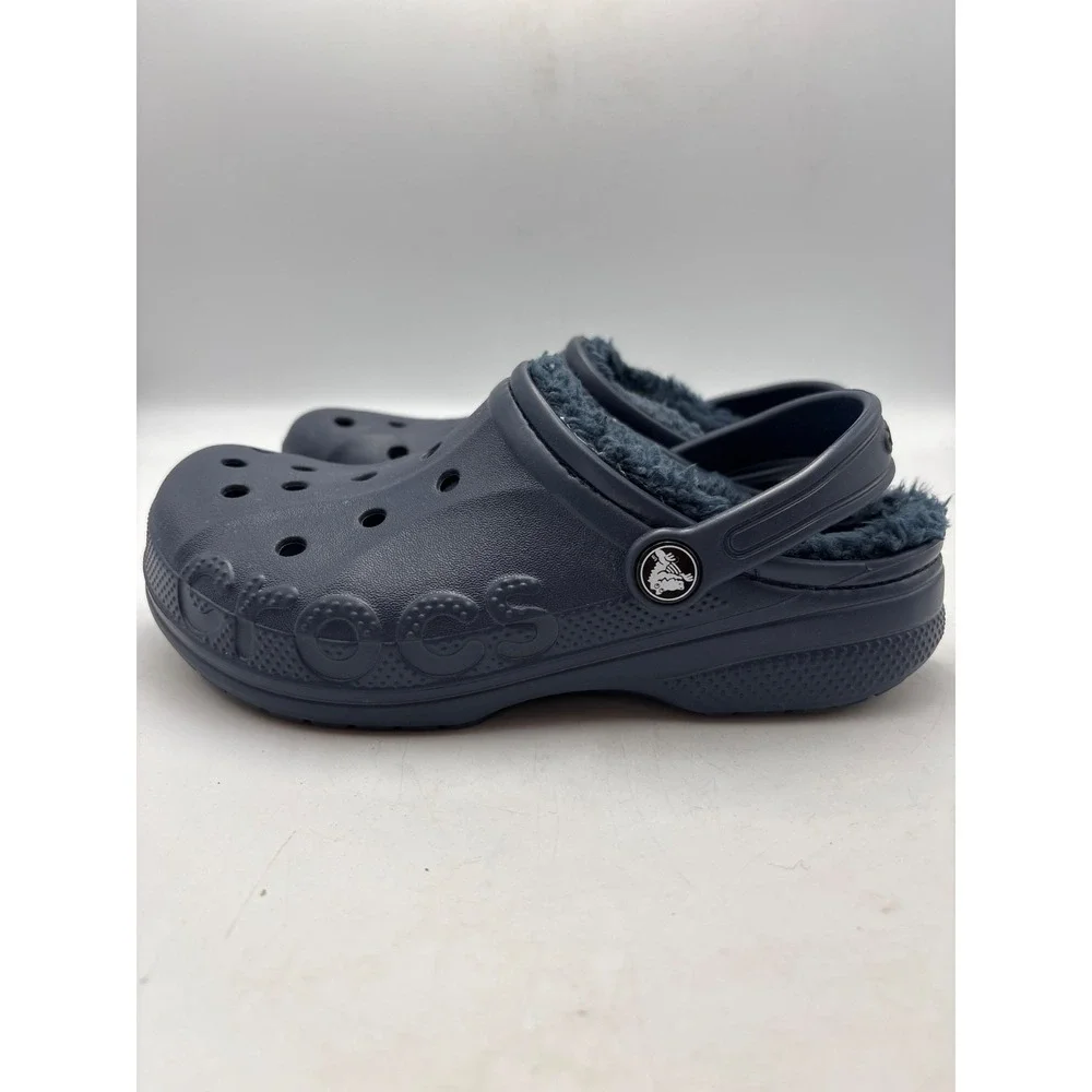 Crocs Baya Lined Navy‎ Blue Comfort Clogs Shoes Size J2